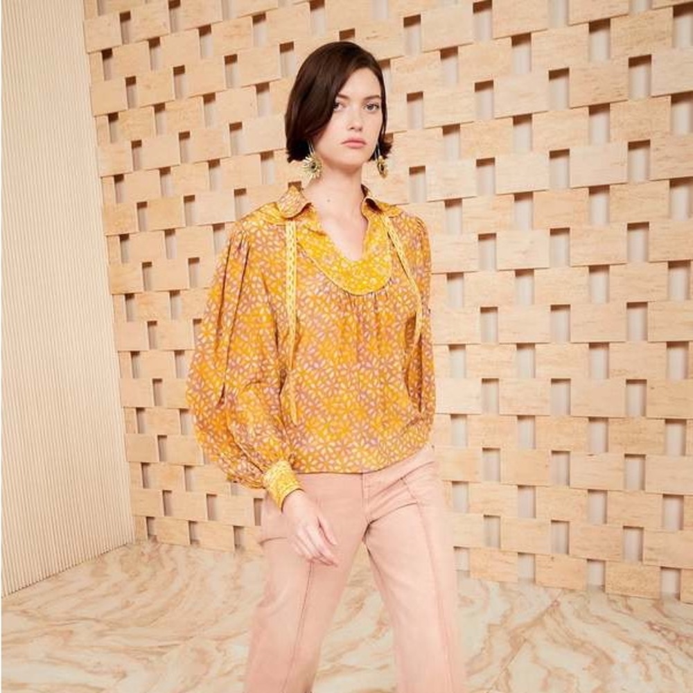 NWT $475 Ulla Johnson Citrine Aninda Silk Blouse